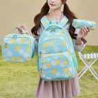 Mochila Escolar Estojo e Lancheira Flores