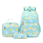 Mochila Escolar Estojo e Lancheira com Flores