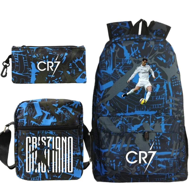 Mochila Estojo e Bolsa do CR7 escolar