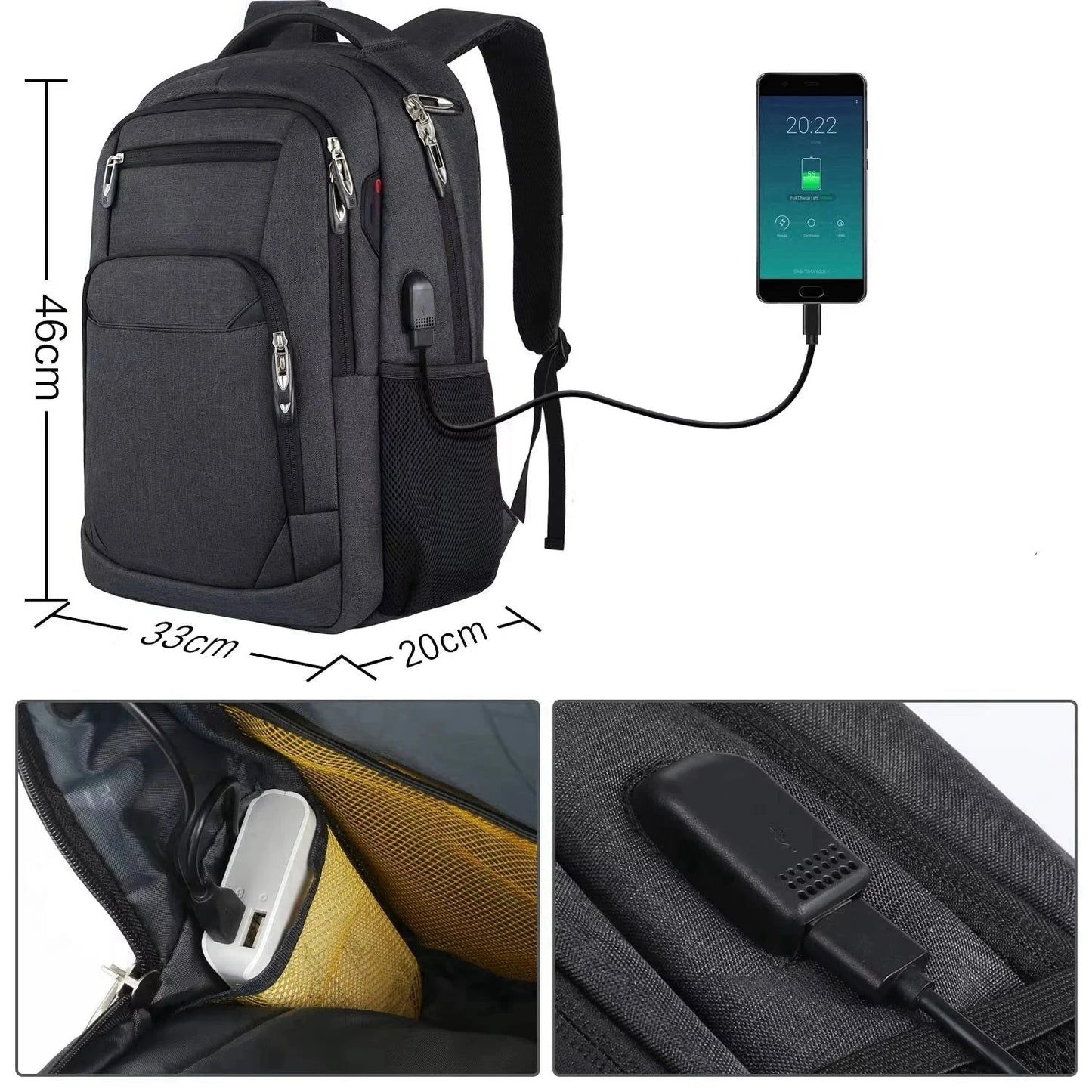 Mochila Homem Trabalho Grande usb