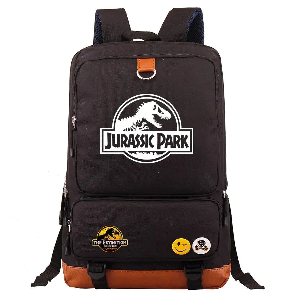 mochila jurassic park escolar preta