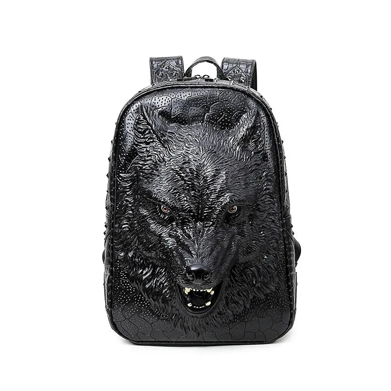 Mochila com Lobo com Tachas 3D