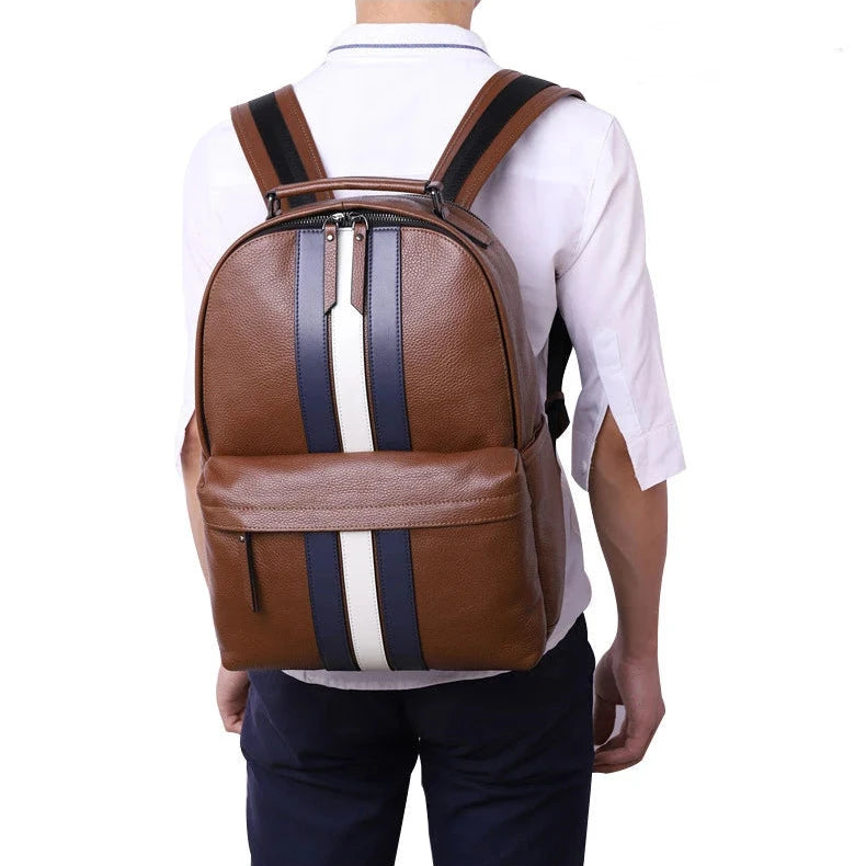 mochila masculina pele castanho