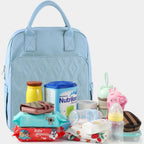 mochila maternidade azul bebé