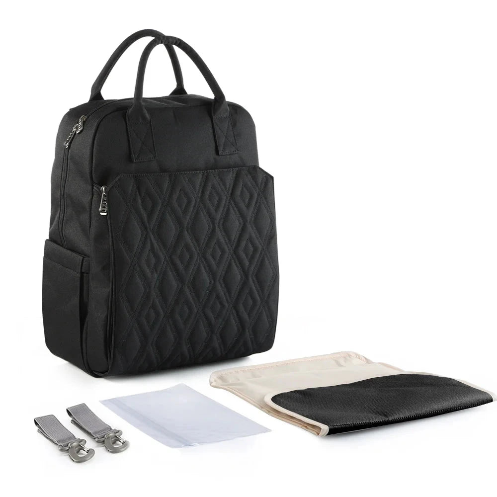mochila maternidade bebé muda fralda preta