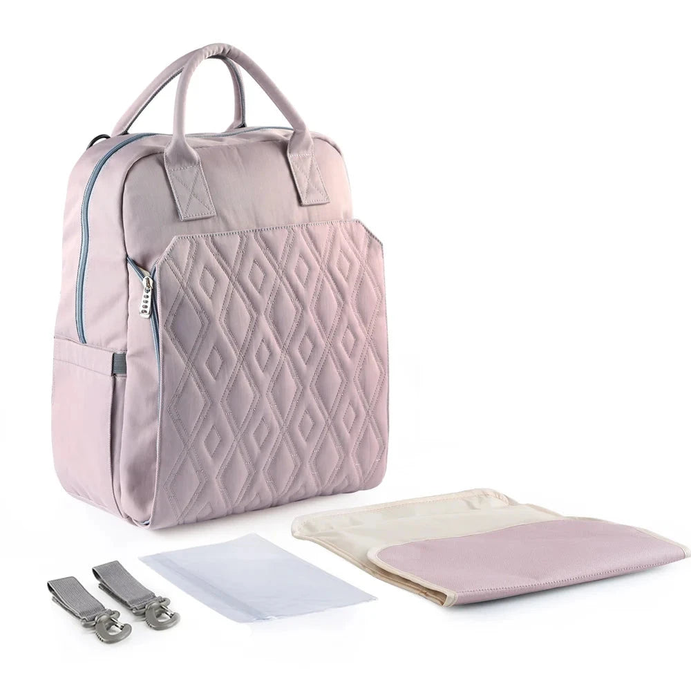 mochila maternidade bebé muda fralda rosa