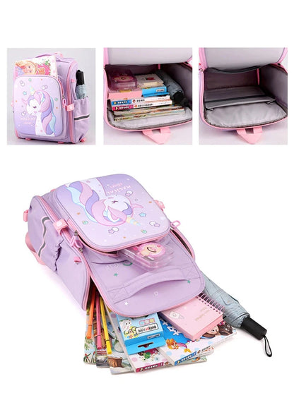 mochila menina unicornio criança