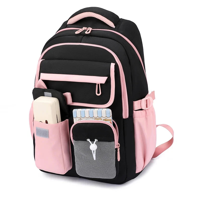 Mochila para Menina com Laço e Pompom Escola
