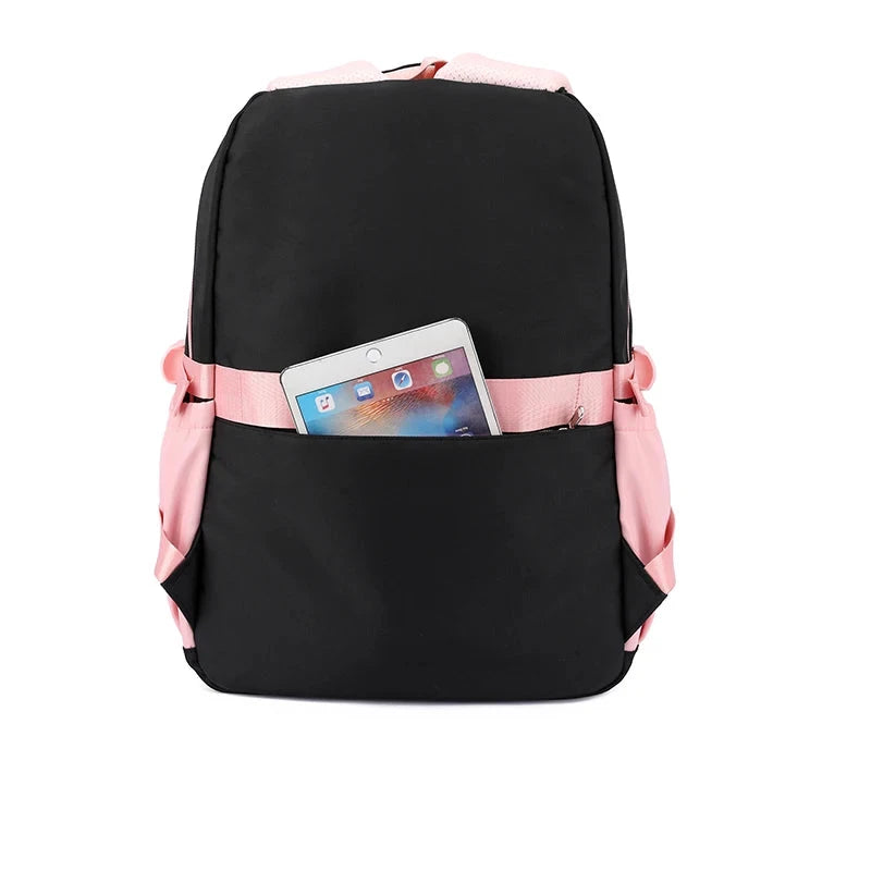 Mochila para Menina com Laço e Pompom para Escola
