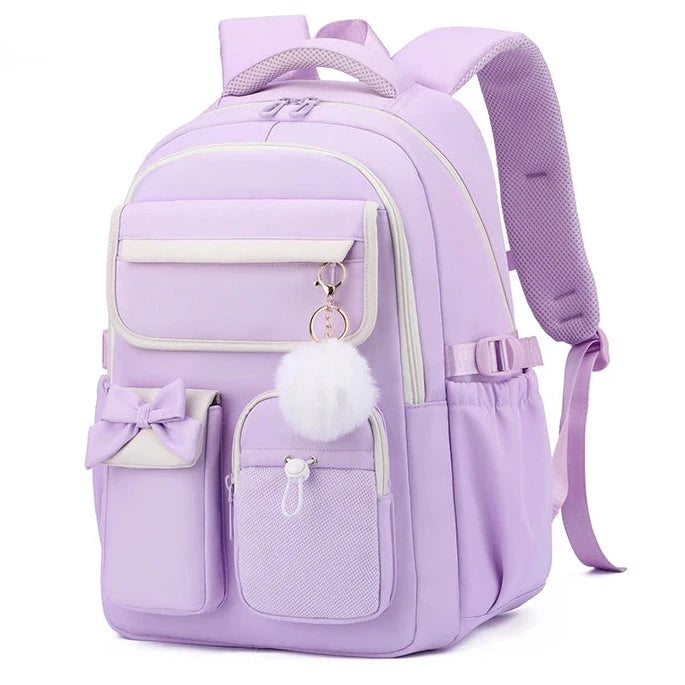 Mochila de Rapariga com Laço e Pompom