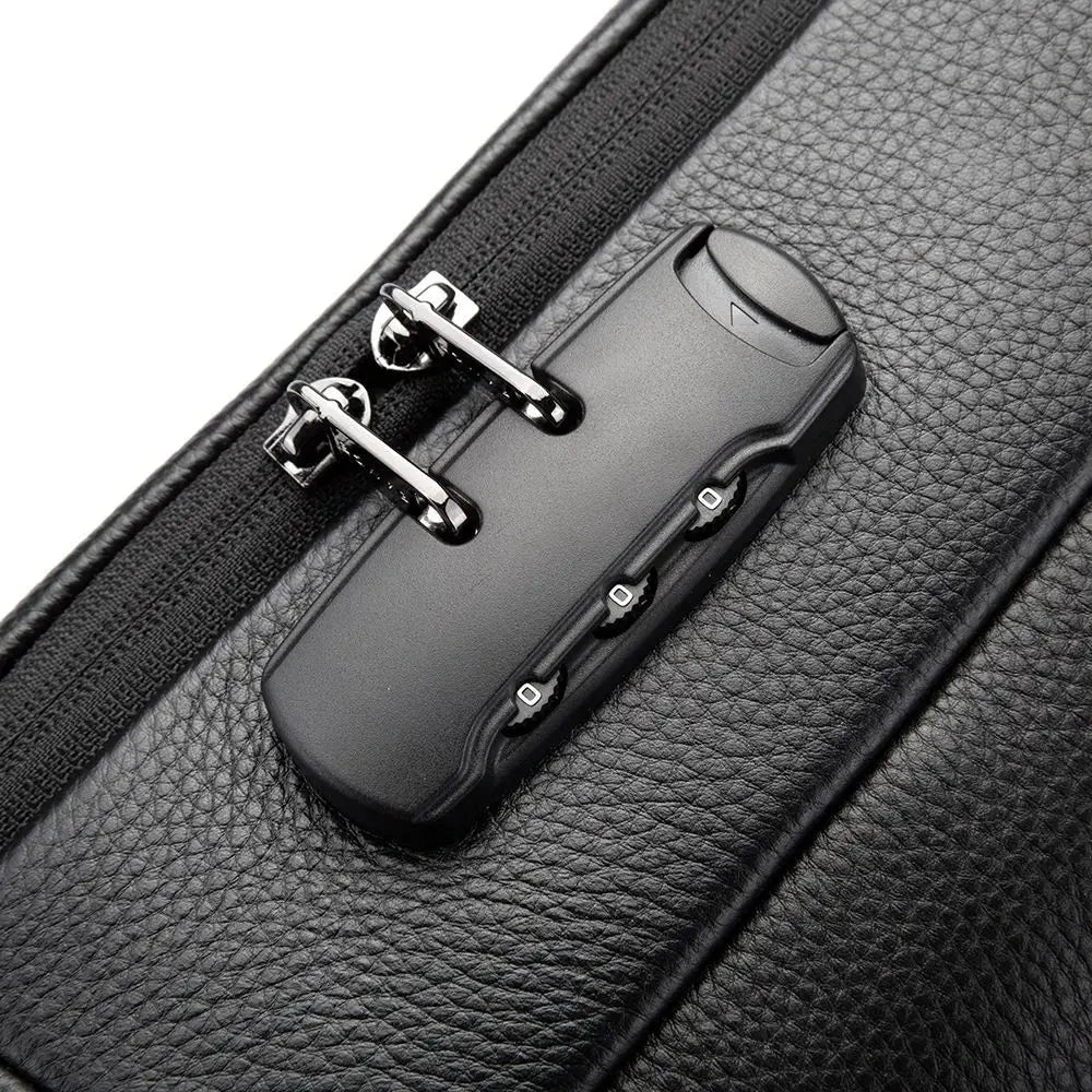 Mochila de Pele Homem Anti-Roubo