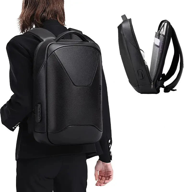 Mochila em Pele Homem Anti-Roubo