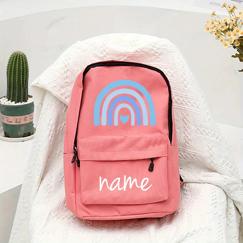 Mochilas com Nome Personalizada Arco-Íris