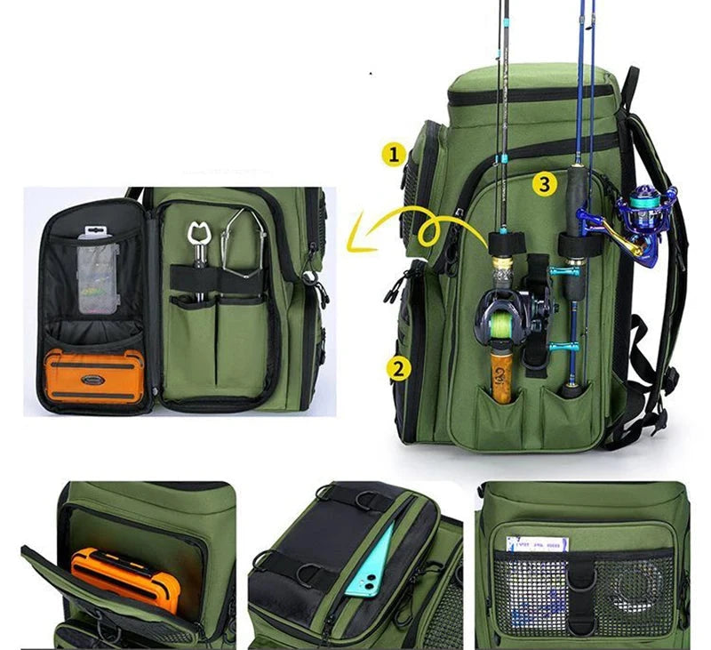 Mochila de Pesca Suporte para Canas