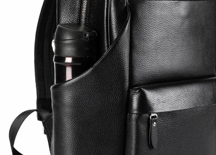 Mochila Preta em Pele homem