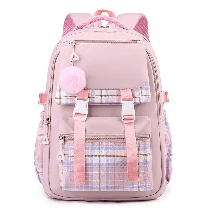 Mochila de Rapariga Escolar com Pompom