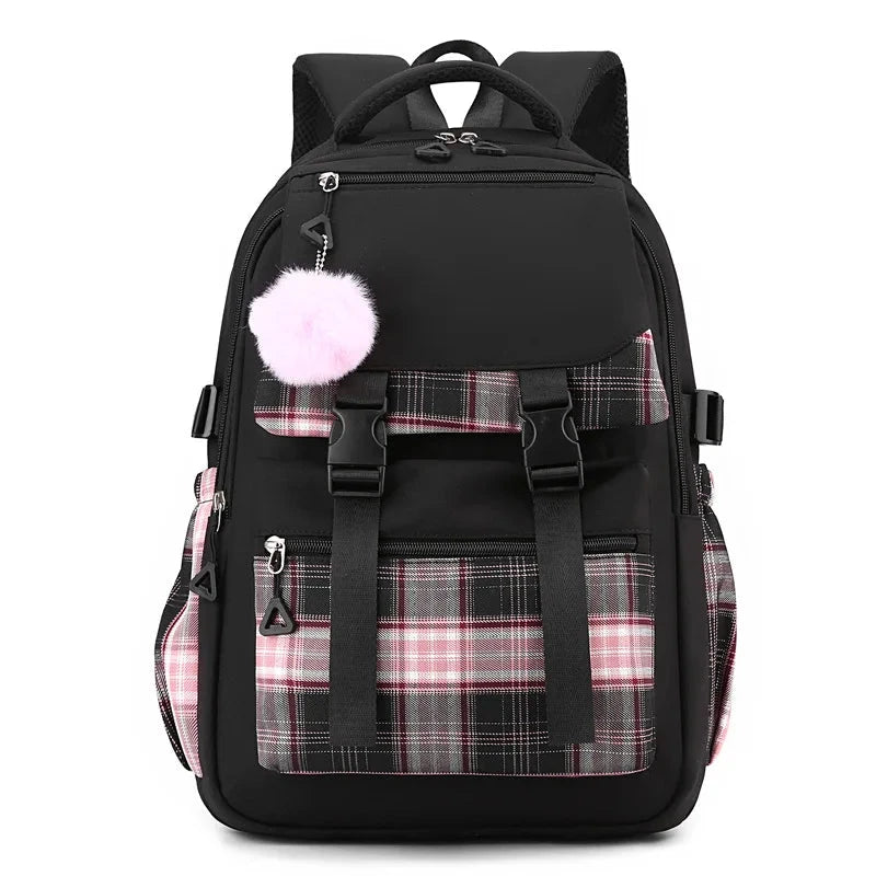 Mochila Rapariga Escolar com Pompom