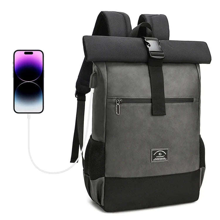 mochila roll top urban usb