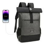 mochila roll top urban usb
