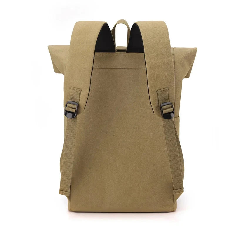 mochila rolltop em lona