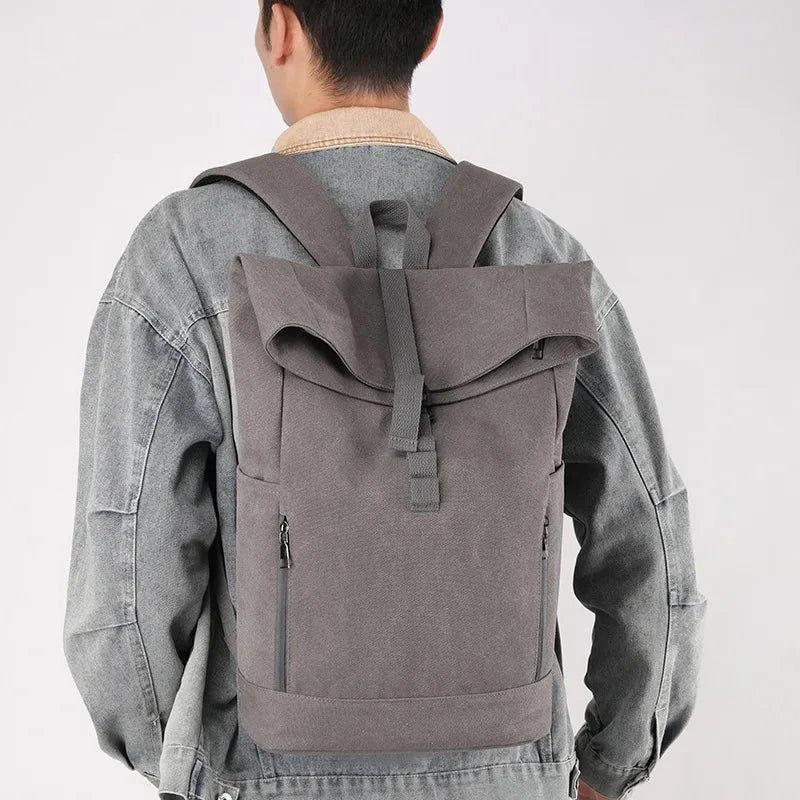 mochila rolltop lona masculina