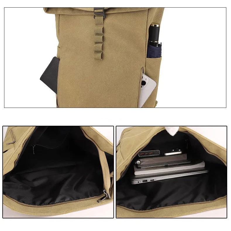 mochila rolltop de lona