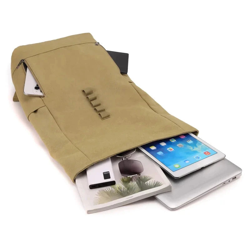 mochila rolltop lona vintage