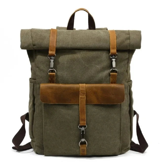 Mochila Vintage Lona de couro
