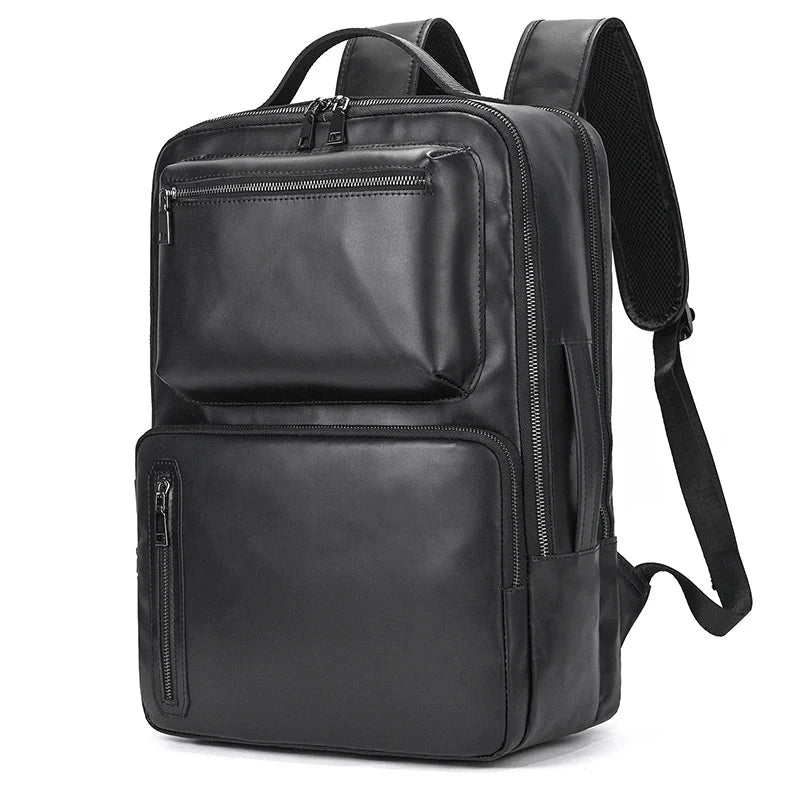 Mochila preta Vintage em Couro Masculina