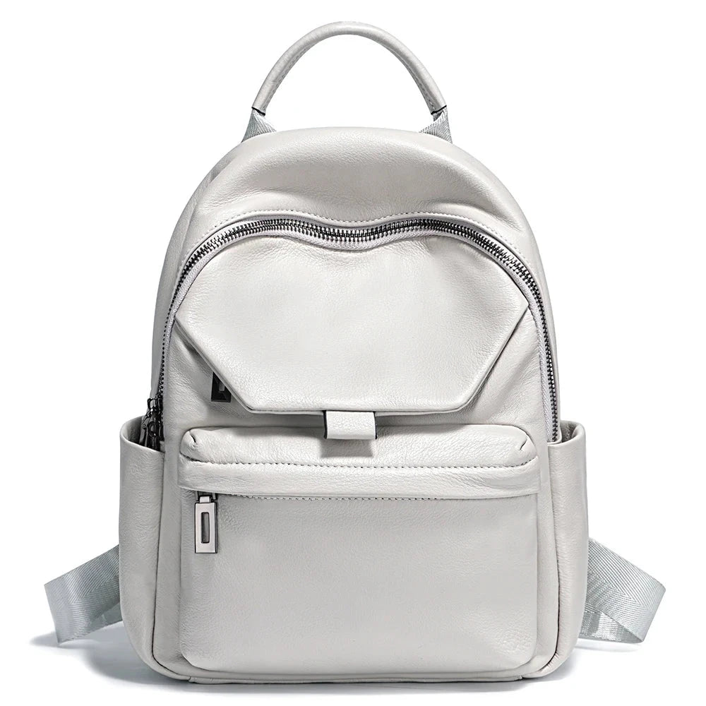 Pequena Mochila em pele Feminina branca